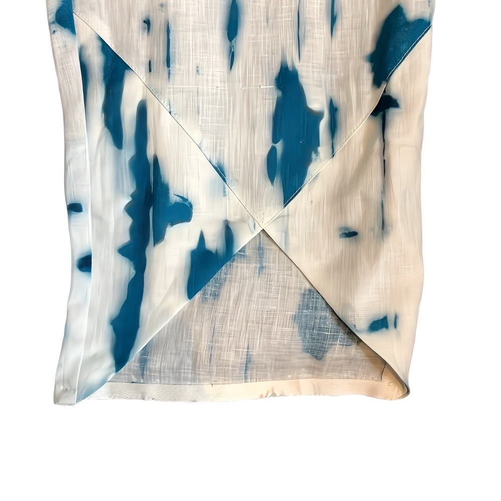Ozai N Ku Linen Tulip Pants White Turquoise Tie Dye Coastal Resort Size S Summer - Picture 7 of 12